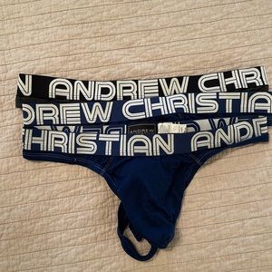 Andrew Christian Thongs CL Blue and Charcoal